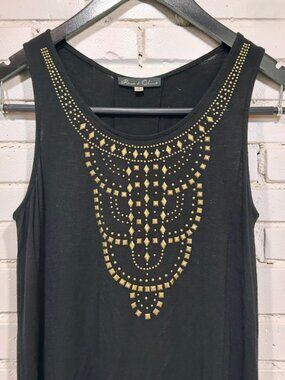 ROSE & OLIVE Gold Studded Embellished High Low Sleeveless Tunic Size S
